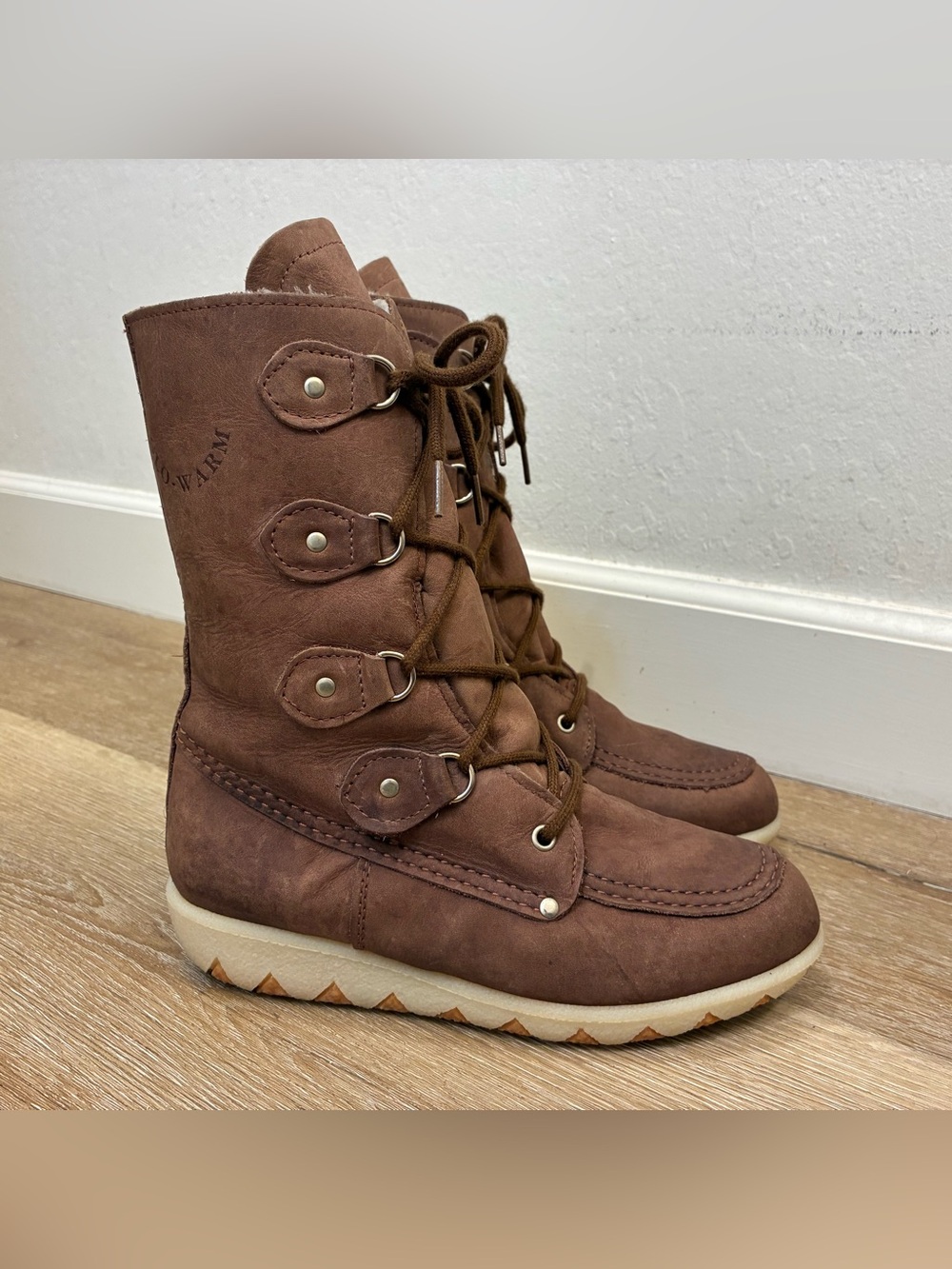 Vintage GLO-WARM Canadian Made Winter Brown Leather (New Old Stock) Size 8